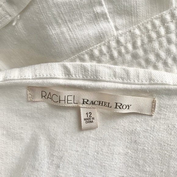 RACHEL Rachel Roy White Cropped Denim Wide Leg Jumpsuit Women’s Size 12 - Picture 8 of 9